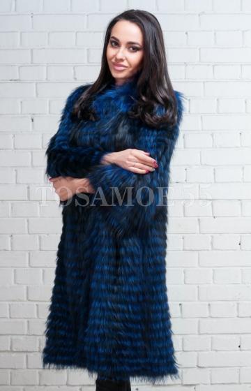 Меховое пальто из песца с енотом