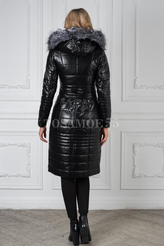 Стеганое пальто с чернобуркой фото №4