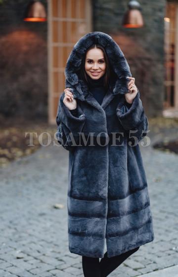 Шуба из бобрика графит