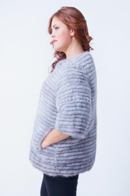 Полушубок из вязаной норки на молнии фото №2