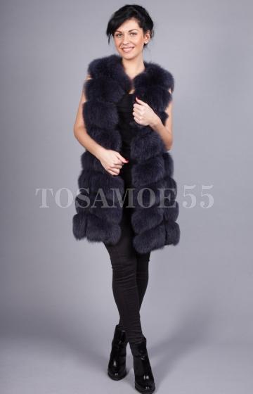 Жилетка из песца фиолетового оттенка