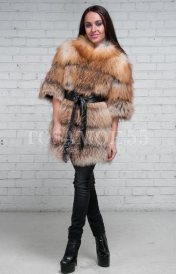 Шуба из лисы воротник отложной