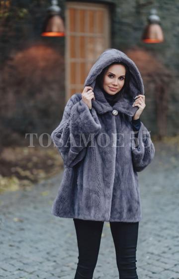 Укороченная серая норковая шуба