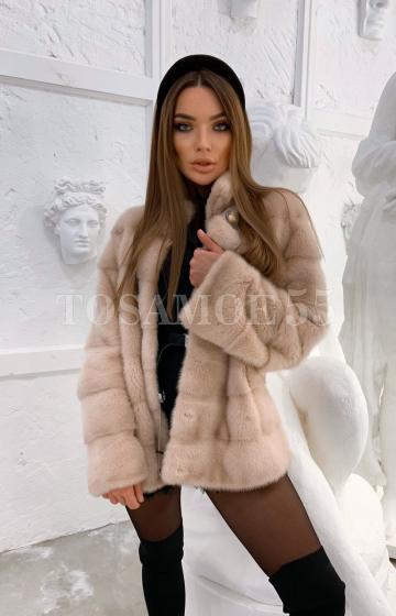 Шуба автоледи пудрового цвета размеры 40-52