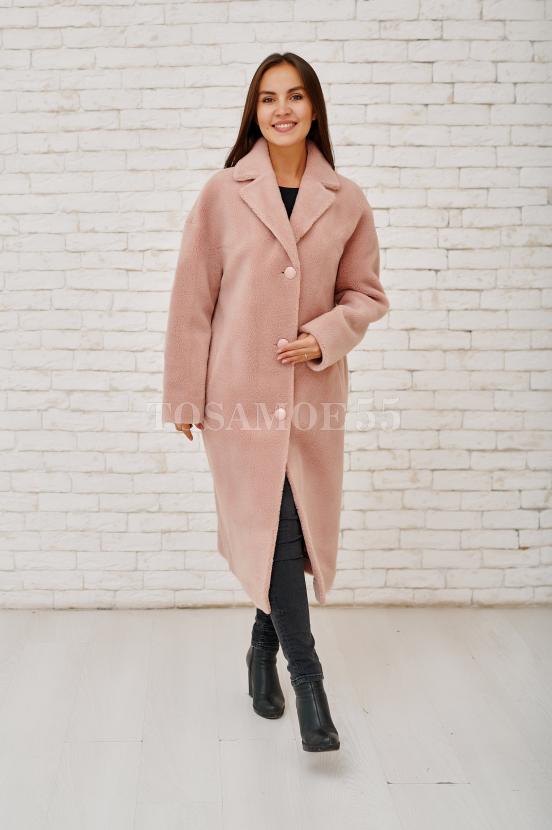 Нежно-розовая шуба Teddy из шерсти фото №1