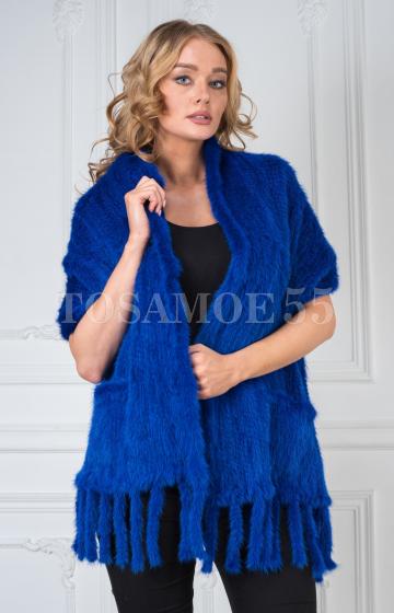Палантин из норки синего цвета
