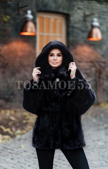 Укороченная черная норковая шуба