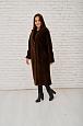 Удлиненная шуба-пальто из шерсти коричневого цвета фото №7