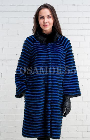 Пальто из норки цвет черно-синий