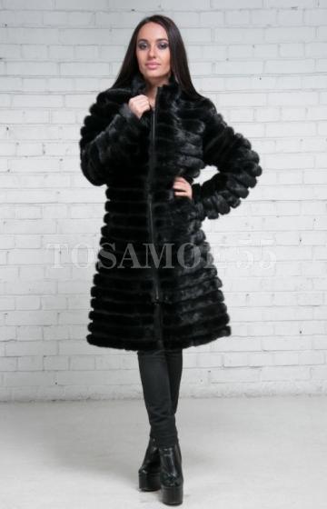 Норковая черная шуба трансформер на молнии