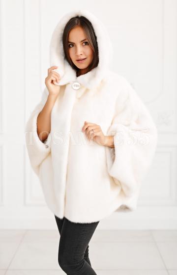 Шуба летучая мышь норковая белая