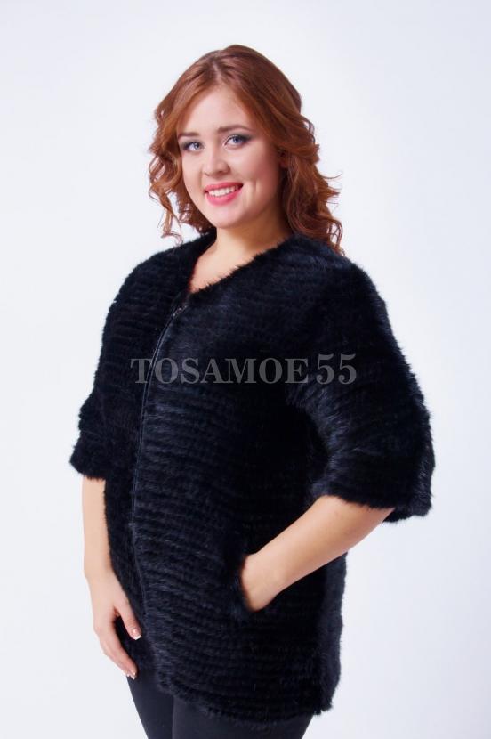 Полушубок из вязаной норки на молнии фото №4