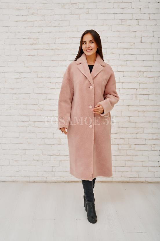 Нежно-розовая шуба Teddy из шерсти фото №4