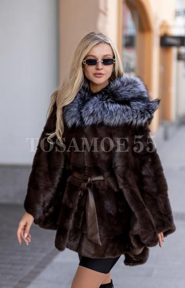 Норковая шуба летучая мышь с чернобуркой