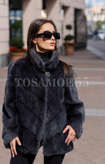 Норковая шуба автоледи с воротником стойка