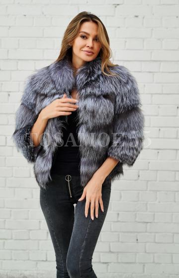 Шуба автоледи мех натуральной чернобурки
