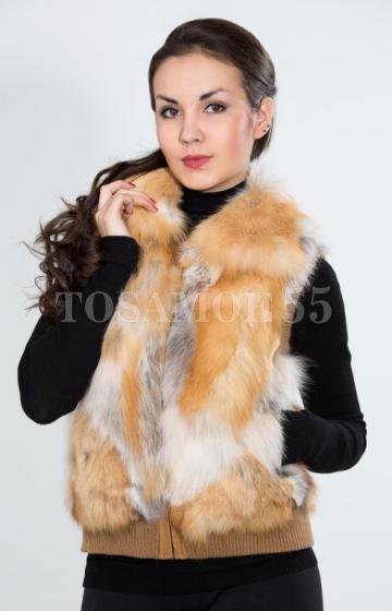 Жилетка из лисы с воротником
