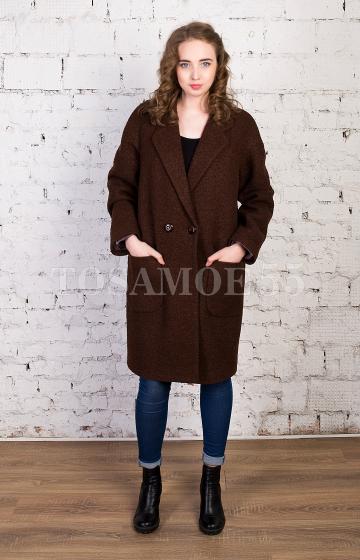 Пальто коричневого цвета воротник отложной