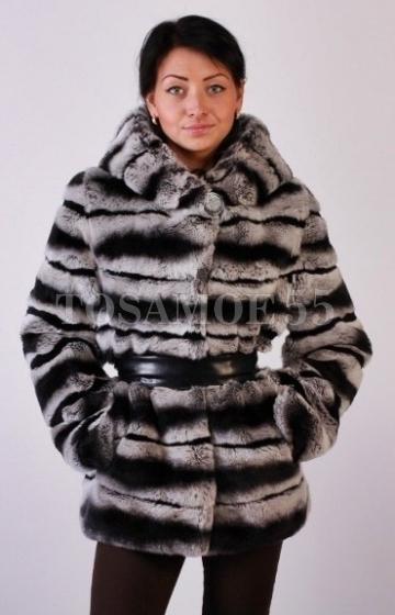 Шуба из шиншиллы с воротом-капюшоном