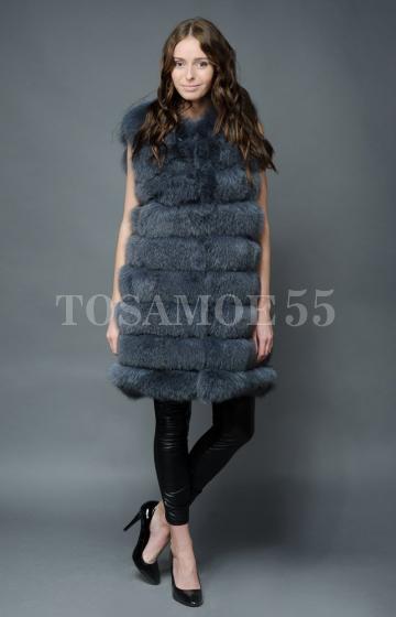 Жилетка из песца графитового цвета