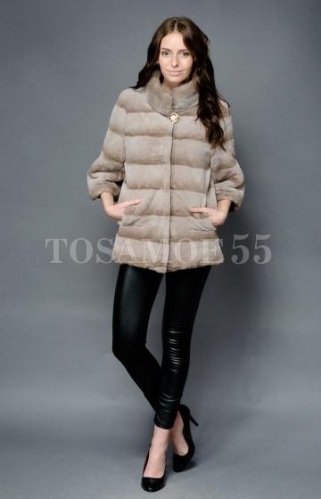 Шуба из бобрика бежевого цвета автоледи