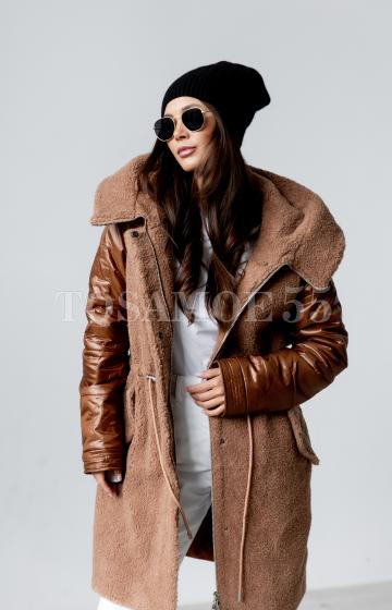 Шуба пальто из шерсти с дутыми рукавами