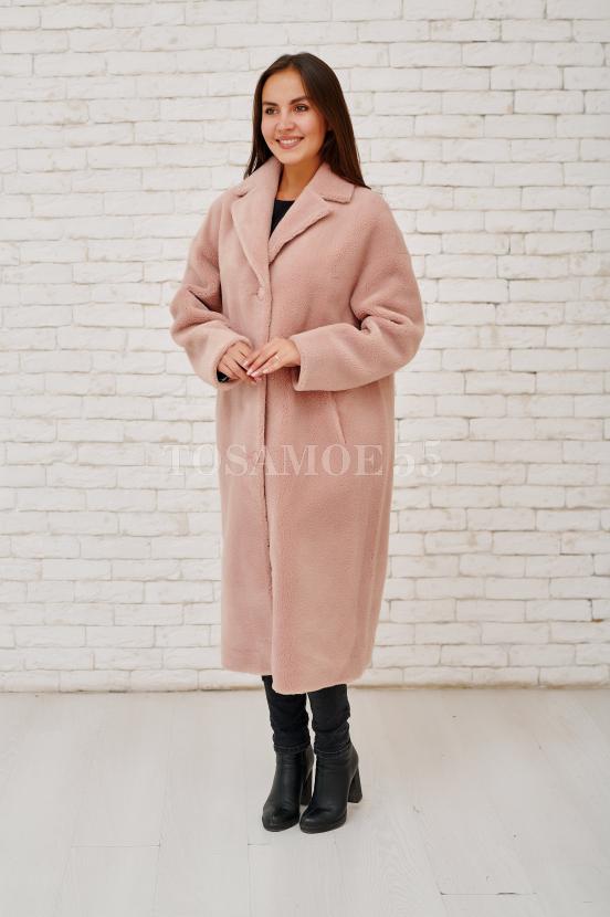 Нежно-розовая шуба Teddy из шерсти фото №2