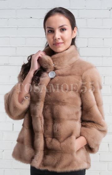 Норковый полушубок автоледи с воротником-стойкой Ольга