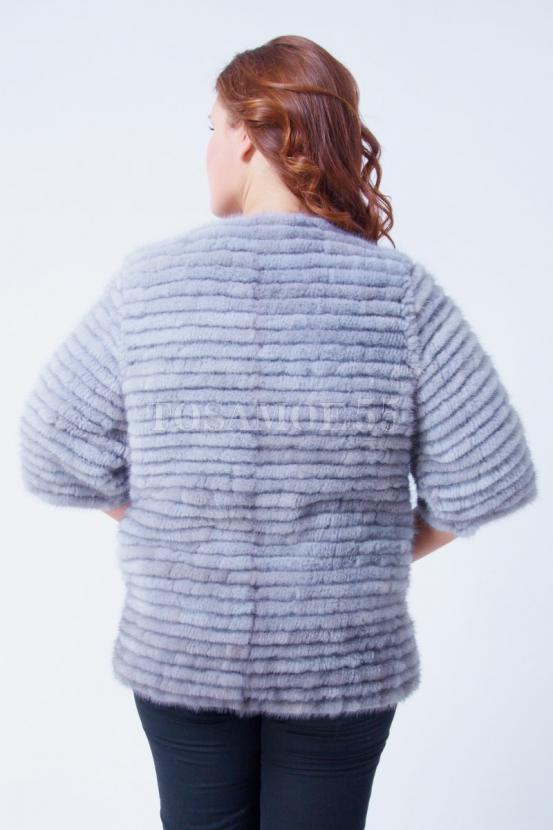 Полушубок из вязаной норки на молнии фото №6