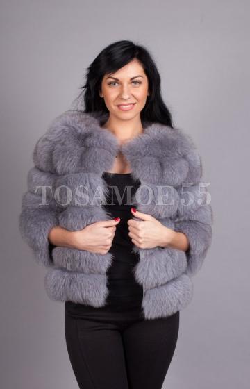 Шуба автоледи из песца серого цвета