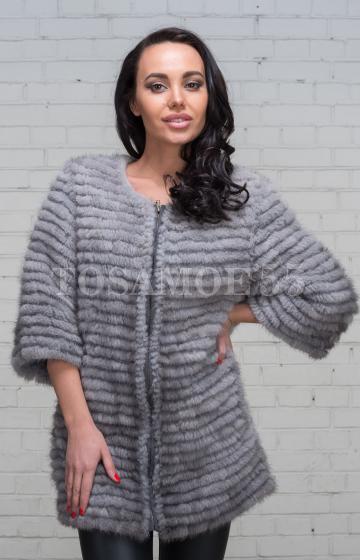 Шуба из серой вязаной норки размеры 42-50