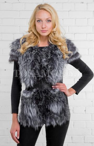 Жилетка из чернобурки в роспуск