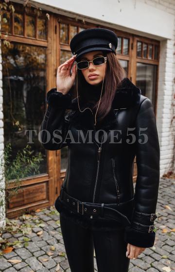 Укороченная дубленка авиатор