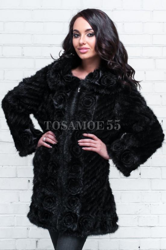 Шуба из норки на молнии с отложным воротничком фото №1