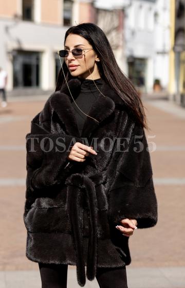 Норковая шуба летучая мышь укороченная