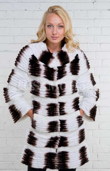 Пальто кролик рекс комбинированного цвета